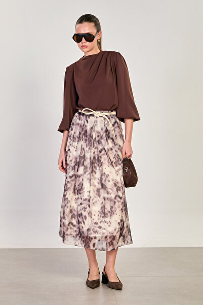 BARRELS AND OIL Ženska midi suknja sa elastičnim strukom - ljubičasta