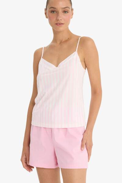 DeFacto Μπλουζάκι με λαιμόκοψη σε σχήμα V και κορδόνια F6989AX25AU