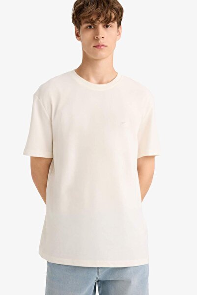 DeFacto 100 % Baumwolle, kurzärmliges Piqué-T-Shirt mit Rundhalsausschnitt F9...