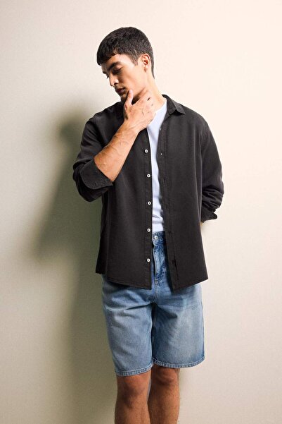 DeFacto Regular Fit Tensel Koyu Kahve Erkek Gömlek G0406Ax/Bn339