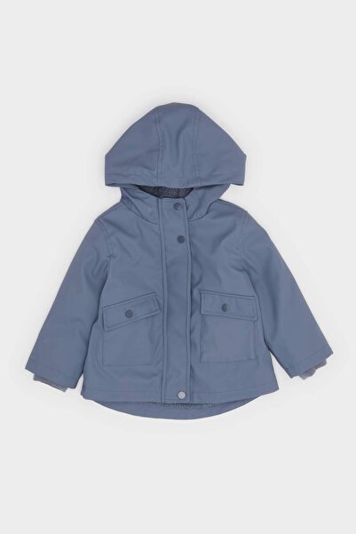 DeFacto Baby Boy Waterproof Ribbed Sleeves Hooded Snap Closure Functional Poc...