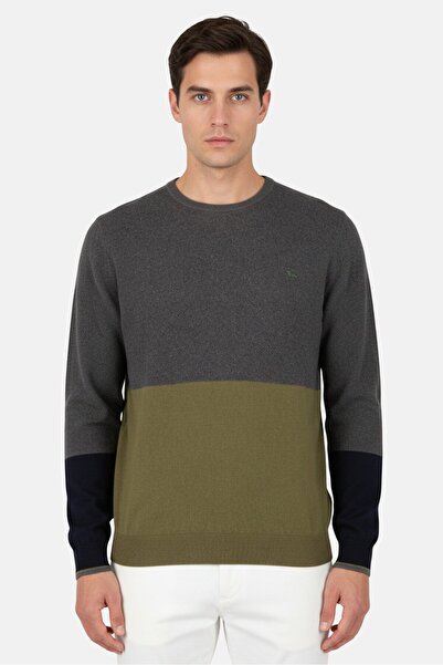 Harmont & Blaine Men Crew Neck Two Tone Sweater, Multicolor