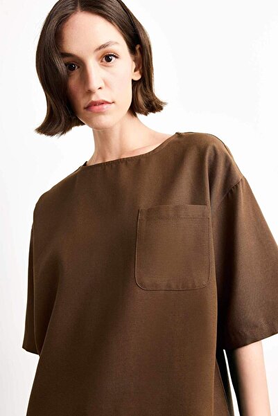 DeFacto Μπλούζα με κοντό μανίκι Relax Fit Crew Neck Woven G0434AX25SM