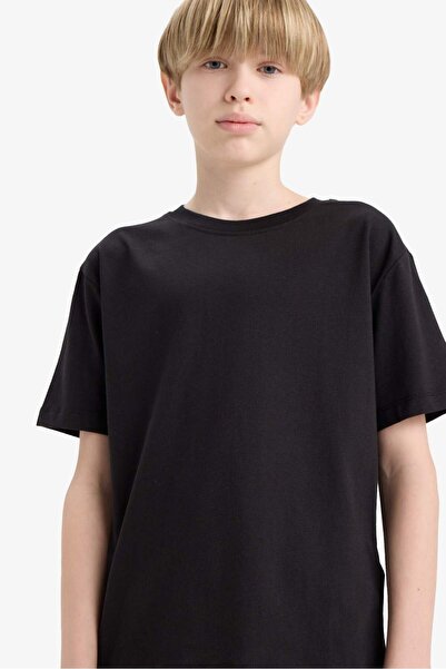 DeFacto Μπλουζάκι με λαιμόκοψη ποδηλάτου, βασικό, μονόχρωμο, κοντομάνικο, σχο...