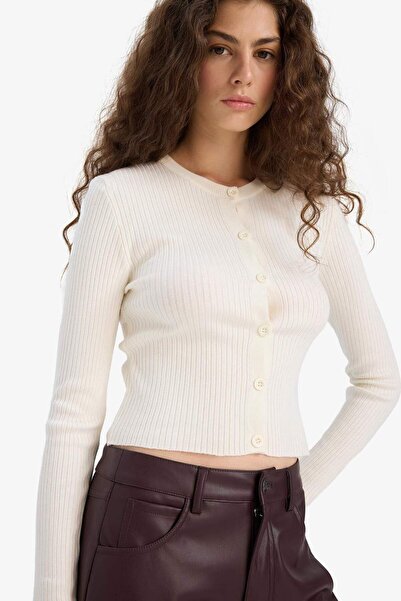 DeFacto Regular Fit Crew Neck Knitwear Cardigan A2076Ax25Wn