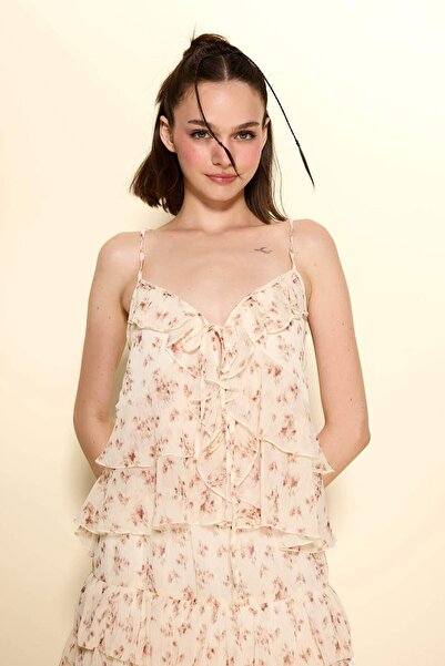 DeFacto Regular Fit Dokulu Önden Bağlamalı Askılı Bluz F9189AX25AU