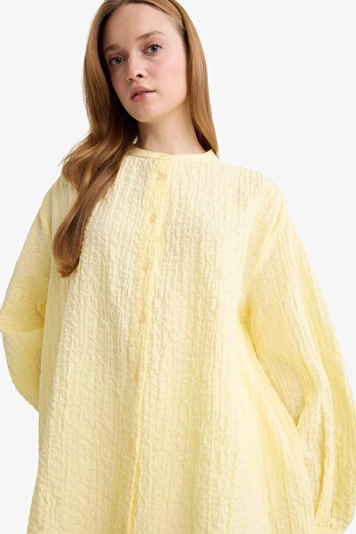 DeFacto ريلاكس فيت تونيك يو سيفير ذو ملمس بارز بأكمام طويلة وياقة دائرية D414...