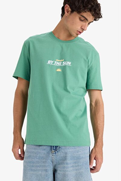 DeFacto Μπλουζάκι με κοντό μανίκι με στάμπα 100% βαμβακερή κανονική εφαρμογή ...