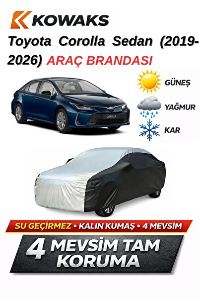 KOWAKS Toyota Corolla Sedan (2019-2026) Oto Branda, Araba Brandası, Siyah-Gri