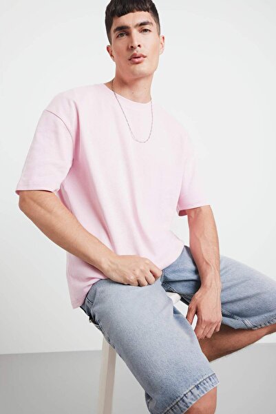 DeFacto Oversize Wide Fit No-Iron Crew Neck Short Sleeve Basic Plain Heavy Fa...