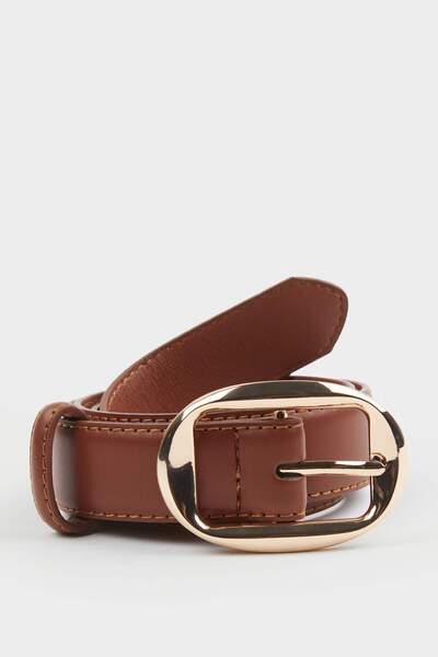 DeFacto Women's Large Buckle Faux Leather Jean Belt F3356Axns