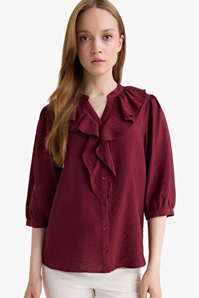 DeFacto Μακρυμάνικο πουκάμισο με κανονική εφαρμογή Crew Neck Flounce E9922AX25AU