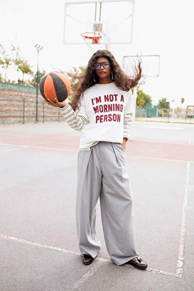 DeFacto Oversize Geniş Kalıp Bisiklet Yaka Baskılı Kısa Kollu Tişört E8683AX25AU