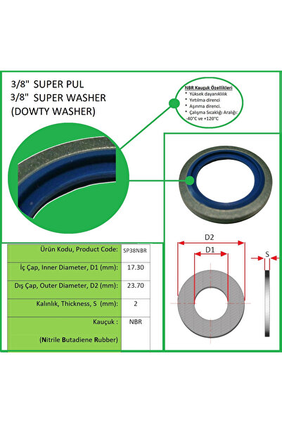 PINARPUL OTOMOTIV 3/8" SÜPER PUL - NBR KAUÇUK, SUPER WASHER (DOWTY WASHER) WI...