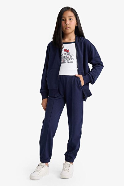 DeFacto Pantaloni de trening basic pentru școală, cu talie elastică, pentru f...