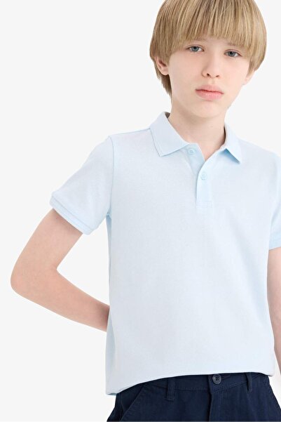 DeFacto Polo-Kragen Basic Einfarbiges Piqué-Schul-T-Shirt für Jungen K1689A625AU