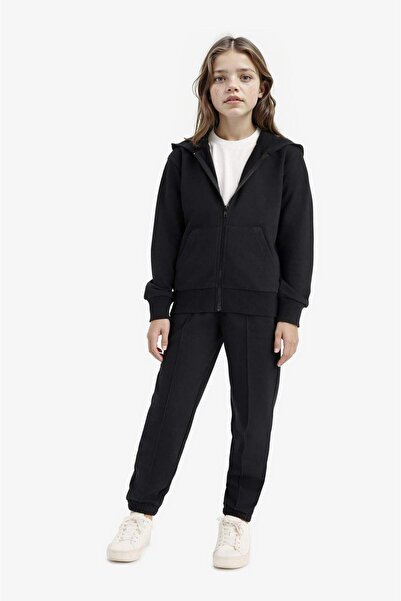 DeFacto Pantaloni de trening basic pentru școală, cu talie elastică, pentru f...