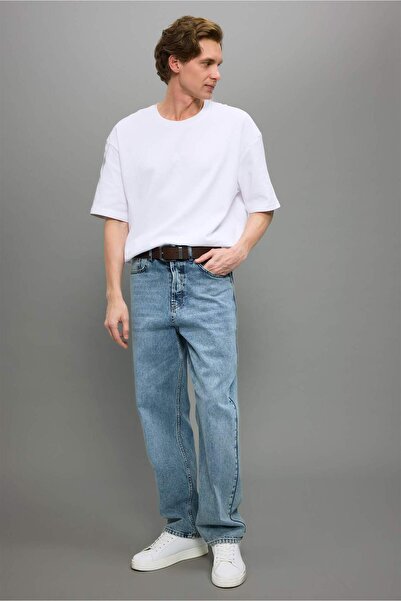 DeFacto Übergroßes, weit geschnittenes Basic-T-Shirt aus schwerem Stoff mit R...