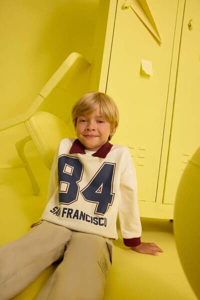 DeFacto Erkek Bebek Gömlek Yaka Baskılı Okul Sweatshirt F4675A525AU