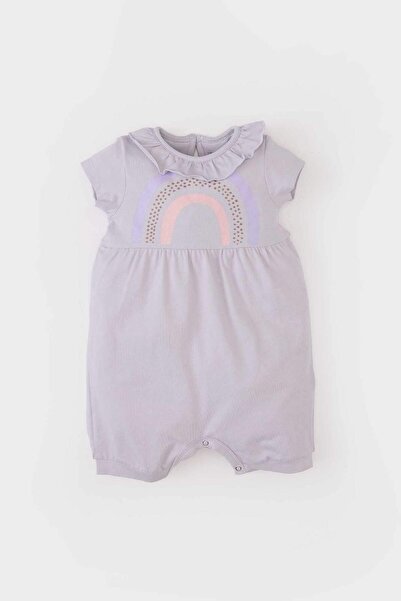 DeFacto Kız Bebek Yenidoğan Gökkuşağı Baskılı Penye Tulum C9488A524SM