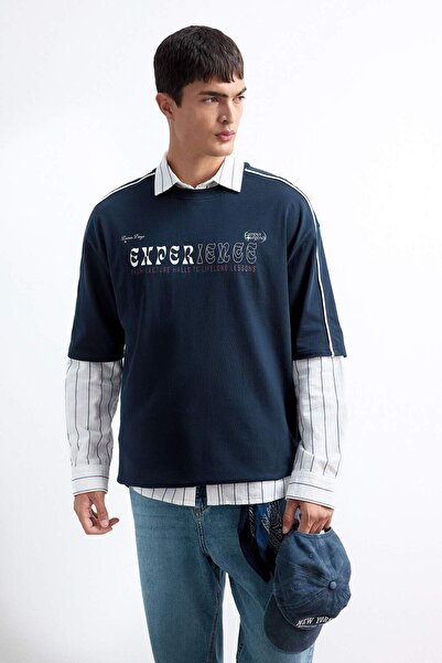 DeFacto %100 Pamuk Boxy Fit Baskılı Tişört E9527AX25AU