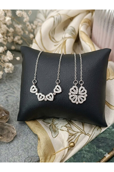 NAS fashion Çelik Açılır Kapanır Mıknatıslı Kalp Yonca Kolye