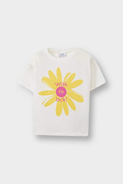 DeFacto Tricou cu mânecă scurtă imprimat cu gât rotund pentru fetiță E0723A525SM