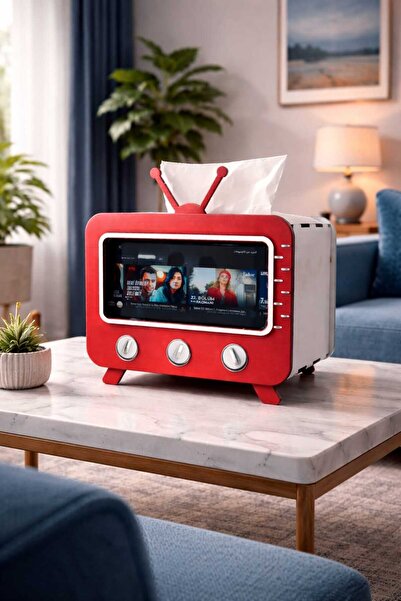 LAZORİAE Televizyon şeklinde ahşap peçete kutusu