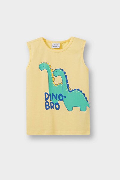DeFacto Crew Neck Dinosaur Printed Undershirt Baby Boy E1253A525Hs