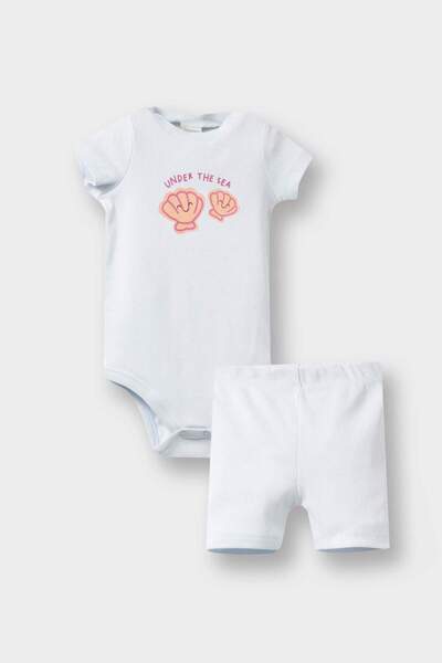 DeFacto 2-Piece Set Printed Short Sleeve Ribbed Camisole T-Shirt Elastic Wais...