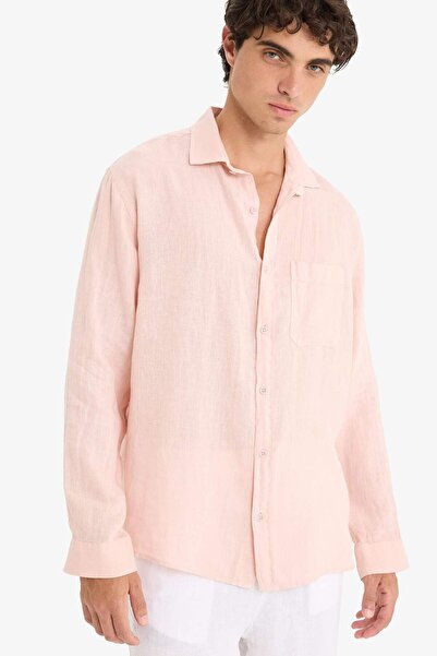 DeFacto 100% lanena košulja s dugim rukavima opuštenog kroja F4598AX25HS