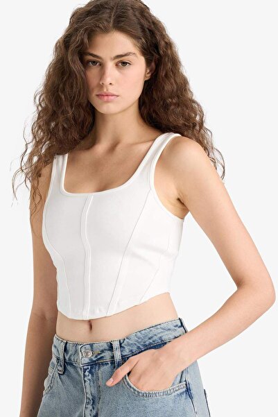 DeFacto Bela potkošulja sa U-izrezom i korzetom F5942AX25SM