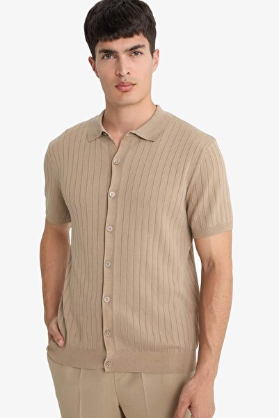 DeFacto Standard-Fit Polo-Kragen Strick Kurzarm T-Shirt E4603AX25SM