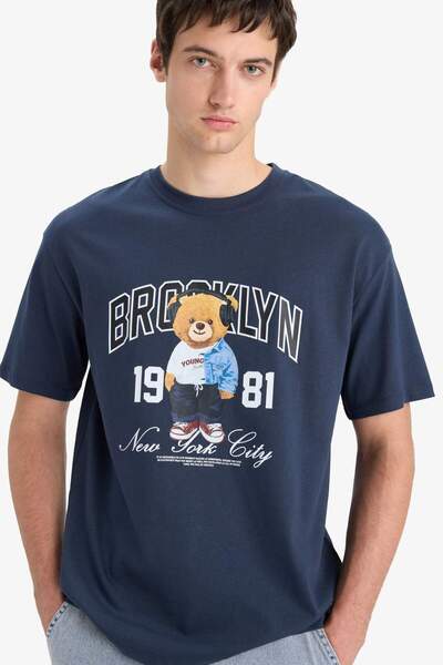 DeFacto 100% Cotton Boxy Fit Crew Neck Printed Short Sleeve T-Shirt F4284Ax25Sm