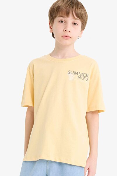 DeFacto Μπλουζάκι με στάμπα με λαιμόκοψη ποδηλάτου και κοντό μανίκι για αγόρι...