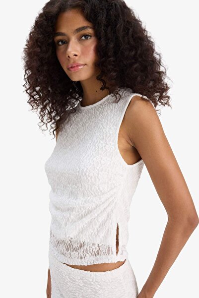 DeFacto Слім Фіт Велосипедна комір Мереживна майка F7012AX25SM