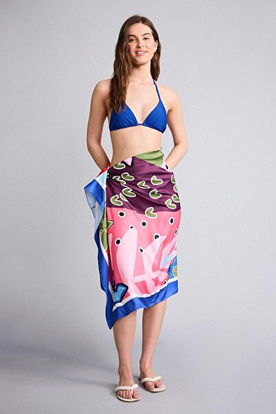 DeFacto Fustă de plajă din satin cu model, croială normală B1443AX25HS