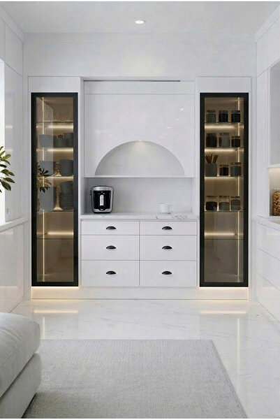 Dodef Wood Lüks High Gloss Mutfak Dolabı & Kahve Köşesi - %100 MDF Gövde, Led...