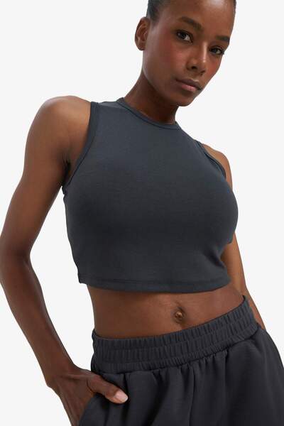 DeFacto Crop Crew Neck Modal Athlete Top E2939Ax25Sm