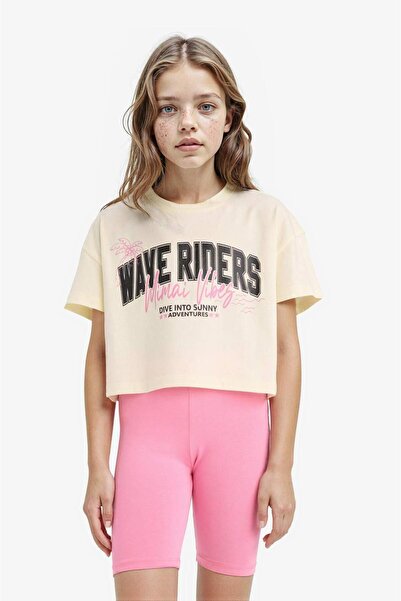 DeFacto Μπλουζάκι με στάμπα με λαιμόκοψη ποδηλάτου και κοντό μανίκι για κορίτ...