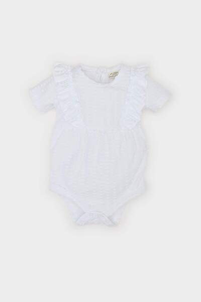 DeFacto Bisiklet Yaka Kısa Kollu Çıtçıtlı Body Kız Bebek Yenidoğan C8811A525SM