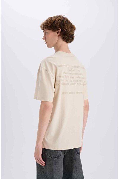 DeFacto 100% βαμβακερό μπλουζάκι με κοντό μανίκι με λαιμόκοψη με λαιμόκοψη E3...