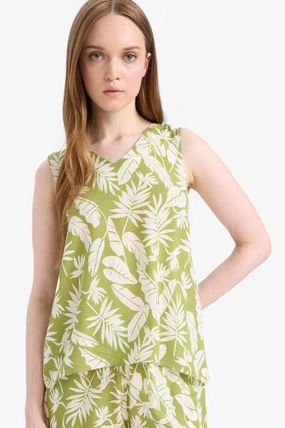 DeFacto Regular Fit V-izrez Sa deznom Bluza bez rukava E9439AX25SM