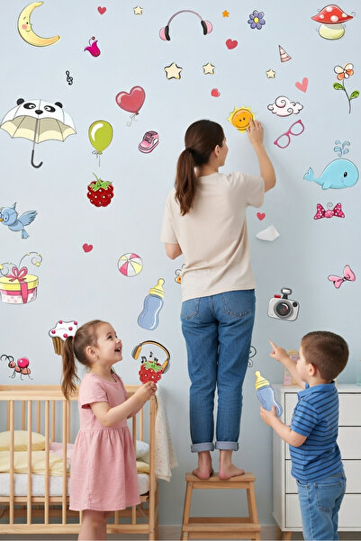 KT Decor Rođendanska tema - Mega set zidnih naljepnica za dečiju sobu