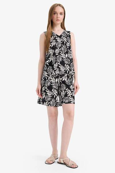 DeFacto Regular Fit Desenli Beli Lastikli Şort E9440AX25SM