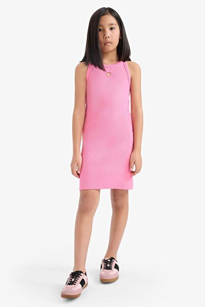 DeFacto Tailliertes, geripptes, ärmelloses Sommerkleid mit Rundhalsausschnitt...