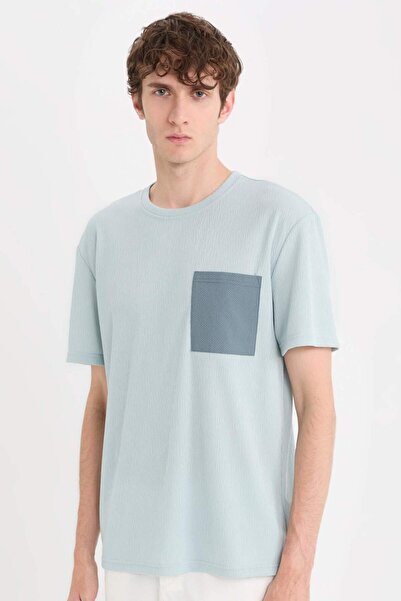 DeFacto Κοντομάνικο μπλουζάκι με κανονική εφαρμογή με λαιμόκοψη B6535AX25SM