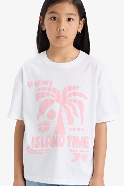 DeFacto Übergroßes, weit geschnittenes, bedrucktes Kurzarm-T-Shirt mit Rundha...