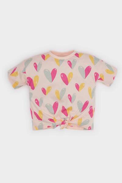 DeFacto Μπλουζάκι με κοντό μανίκι και σχέδιο στο λαιμό για κοριτσάκι E4792A525SM