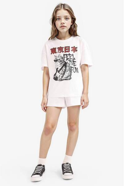 DeFacto Pantaloni scurți simpli de bază cu talie elastică pentru fete E6589A8...